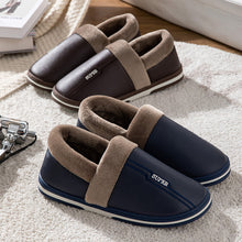 Load image into Gallery viewer, Waterproof Indoor Shoes Womans Mens Winter Home Slippers Faux Leather Warm Plush House Floor Slipper Anti-slip Footwear Women's Cozy Memory Foam Slippers With Warm Plush Fur Lining