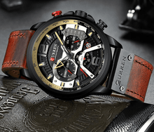 Load image into Gallery viewer, Men's Sports Waterproof Watch With Leather Belts, Chronometers And Large Numbers Details Luxury Watches Unique Design Excellent Gift