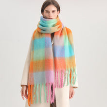 Load image into Gallery viewer, New Luxury Winter Soft Head Wraps Plaid Scarf Shawls Cashmere Warm Cashmere Scarves Rainbow For Women
