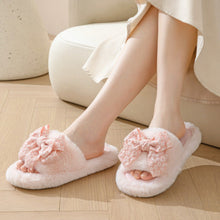 Load image into Gallery viewer, Cotton Slippers Women Autumn And Winter Home Plush Wind Bow Soft Bottom Indoor Outdoor Wear Slippers Fluffy Memory Foam Fur Furry Womens Slippers Cozy Warm Fur Bedroom Slippers