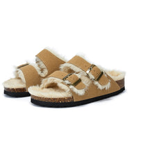Load image into Gallery viewer, New Cotton Wool Shoes Double Buckle Belt Wool Shoes Indoor Outdoor Wear Warm Slippers Comfy Soft Women Slippers Fur Lined Orthopedic Indoor House Shoes With Adjustable Buckle