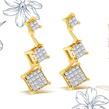 Load image into Gallery viewer, 14K Yellow Gold 1 cttw Princess Cut Diamond Earrings (H-I, SI1-SI2)