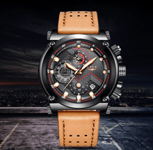 Load image into Gallery viewer, Men's Waterproof Modern Watch With Leather Belts, Stainless Steel Case Excellent Look Perfect Gift