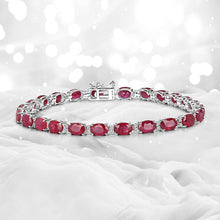 Load image into Gallery viewer, 12.78 Carat Genuine Ruby and White Diamond 14K White Gold Bracelet