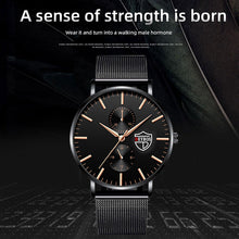 Load image into Gallery viewer, Black 3Bar Watch Men Women'S Watches Ladies Watch With Crystals Fashion Stainless Steel Band Comfortable Wristwatch