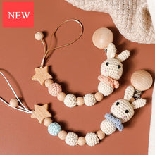 Load image into Gallery viewer, Modern Handmade Pacifier Chain Baby Teething Chains Crochet Rabbit Panda Beads Wooden Clips Wood Tiny Rod For Kids