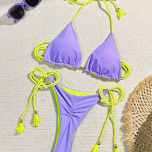 Load image into Gallery viewer, New Festival Flame Halter Bikini Set for Women – Triangle V-Neck Backless Two-Piece Swimsuit with Tie Side Bottoms & Adjustable Lace-Up Fit – Sleek Polyamide Swimwear for Koningsdag/King’s Day & Summer Beach Celebrations
