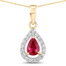 Load image into Gallery viewer, 1.03 Carat Genuine Ruby and White Diamond 14K Yellow Gold Pendant