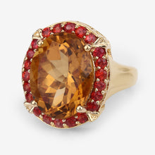 Load image into Gallery viewer, 9.38 Carat Genuine Citrine and Orange Sapphire .925 Sterling Silver Ring