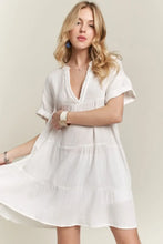 Load image into Gallery viewer, New Summer Tiered Notched Short Sleeve Dress โ Stylish, Versatile, Comfortable, Perfect for Any Occasion