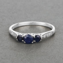 Load image into Gallery viewer, 0.56 Carat Genuine Blue Sapphire and White Diamond 14K White Gold Ring