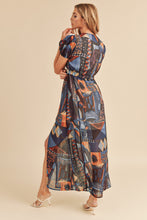 Load image into Gallery viewer, Lace Detail Slit Geometric Print Short Sleeve Comfortable Maxi Dress For Women, Elegant Lace, Alluring Slit, Sophisticated Geometric Print for Casual & Dressy Occasions