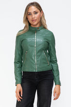 Load image into Gallery viewer, Women Classic Snobbish Faux Leather Zip-Up Drawstring Hooded Jacket Edgy & Casual PU Leather Jacket For Streetwear