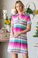 Load image into Gallery viewer, Colorful Full Size Striped Short Sleeve Mini Tee Dress Plus Size Casual Essential Summer Dress