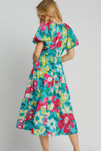 Load image into Gallery viewer, Beautiful Full Size Floral Print Puff Sleeve Midi Dress Plus Size Trendy & Chic Dress Modern Design