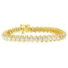 Load image into Gallery viewer, 18K Yellow Gold 4.0 Cttw Round-Cut Diamond S-Link 7" Inch Tennis Bracelet (I-J Color, SI1-SI2 Clarity)