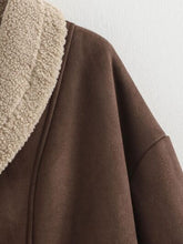 Load image into Gallery viewer, Fuzzy Collared Neck Long Sleeve Jacket with Buttoned Closure and Cozy Pockets