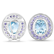 Load image into Gallery viewer, 6.30 Carat Genuine Blue Topaz and Tanzanite .925 Sterling Silver Earrings