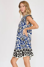 Load image into Gallery viewer, Floral Ruffled Cap Sleeve Tiered Dress For Women – Feminine Floral Print Dress with Ruffled Cap Sleeves and Playful Tiered Design