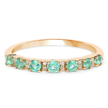 Load image into Gallery viewer, 0.41 Carat Genuine Zambian Emerald and White Diamond 14K Yellow Gold Ring