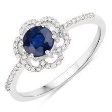 Load image into Gallery viewer, 0.78 Carat Genuine Blue Sapphire and White Diamond 14K White Gold Ring