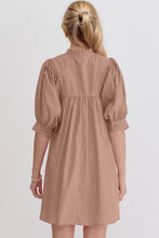 Load image into Gallery viewer, Pink Puff Sleeve Mini Dress Casual and Feminine Dress for Women Simple Classic Summer Dress