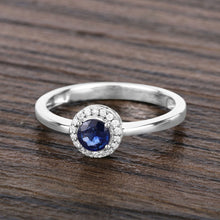 Load image into Gallery viewer, 0.52 Carat Genuine Blue Sapphire and White Diamond 14K White Gold Ring