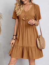 Load image into Gallery viewer, Classic Full Size V-Neck Short Sleeve Dress Casual & Comfortable Dress for Women