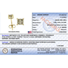 Load image into Gallery viewer, 14K Yellow Gold 5/8 Cttw Princess Natural Brown Color Diamond 4-Prong Stud Earrings (Brown Color, SI2-I1 Clarity)