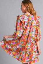 Load image into Gallery viewer, Full Size Ruffled Flower Print Tie Neck Tiered Dress For Women โ Fluttering, Floral Tiered Dress with Elegant Tie Neck and Ruffled Details