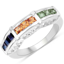 Load image into Gallery viewer, 1.08 Carat Genuine Multi Sapphire .925 Sterling Silver Ring