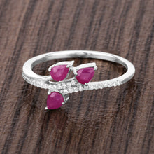 Load image into Gallery viewer, 0.68 Carat Genuine Ruby and White Diamond 14K White Gold Ring