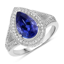 Load image into Gallery viewer, 2.60 Carat Genuine Tanzanite and White Diamond 14K White Gold Ring