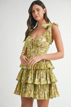 Load image into Gallery viewer, Floral Print Shoulder Tie Layered Mini Dress For Women β Fresh Floral Design, Fluttering Adjustable Shoulder Tie, Layered Mini Dress, Trendy Summer Outfit