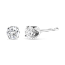 Load image into Gallery viewer, 14K White Gold 1/3 Cttw Round Brilliant-Cut Near Colorless Diamond Classic 4-Prong Stud Earrings (J-K Color, I1-I2 Clarity)