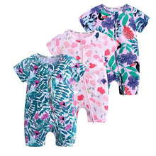 Load image into Gallery viewer, Summer Newborn Fashion Boy and Girls Printed Flower Short-sleeved Romper / jumpsuit For Kids