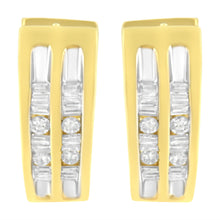 Load image into Gallery viewer, 10K Yellow Gold 1/2 cttw Diamond Huggy Heart Hoop Earrings (I-J Clarity, I2-I3 Color)