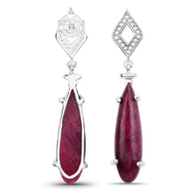 Load image into Gallery viewer, 23.25 Carat Dyed Ruby and White Topaz .925 Sterling Silver Earrings