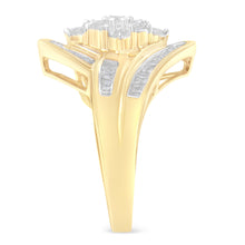 Load image into Gallery viewer, 10K Yellow Gold Diamond Bypass Cluster Ring (1 Cttw, I-J Color, I2-I3 Clarity) - Size 7