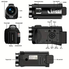 Load image into Gallery viewer, 16x Zoom 1080P HD Digital Camera Bundle with 2 Batteries, 32G TF Card, Mic, Hood & Bag