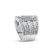Load image into Gallery viewer, 10K White Gold 2 1/2 Cttw Round and Baguette-Cut Diamond Multi-Row Bypass Ring (J-K Color, I2-I3 Clarity) - Ring Size 7