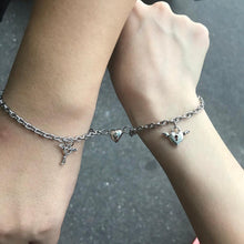 Load image into Gallery viewer, 1Pair Couple Bracelets Magnetic Bracelet Heart Shaped Stainless Steel Angel Wing Love Lock Heart Charm Magnet Couples Bracelet Stainless Steel Chain Bracelets Charm Jewelry Matching Relationship Bracelets