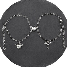 Load image into Gallery viewer, 1Pair Couple Bracelets Magnetic Bracelet Heart Shaped Stainless Steel Angel Wing Love Lock Heart Charm Magnet Couples Bracelet Stainless Steel Chain Bracelets Charm Jewelry Matching Relationship Bracelets