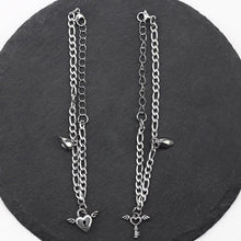 Load image into Gallery viewer, 1Pair Couple Bracelets Magnetic Bracelet Heart Shaped Stainless Steel Angel Wing Love Lock Heart Charm Magnet Couples Bracelet Stainless Steel Chain Bracelets Charm Jewelry Matching Relationship Bracelets