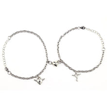 Load image into Gallery viewer, 1Pair Couple Bracelets Magnetic Bracelet Heart Shaped Stainless Steel Angel Wing Love Lock Heart Charm Magnet Couples Bracelet Stainless Steel Chain Bracelets Charm Jewelry Matching Relationship Bracelets