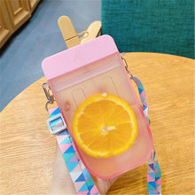 Load image into Gallery viewer, 1PC 300ML Cute Straw Cup Water Bottle Outdoor Juice Drinking Water Bottle Suitable for Adult Children with Rope Cute Straw Cup With Rope New Plastic Popsicle Water Bottle Outdoor Transparent Juice Drinking Cup
