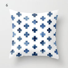 Load image into Gallery viewer, 1pc Blue Geometric Landscape Pillowcase Waist Throw Cushion Cover Sofa Printed Navy Blue Throw Pillow Covers Sea Texture Cushion Cover Elegant Decor Square Pillows Covers Car Home Decor 45x45CM