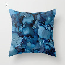 Load image into Gallery viewer, 1pc Blue Geometric Landscape Pillowcase Waist Throw Cushion Cover Sofa Printed Navy Blue Throw Pillow Covers Sea Texture Cushion Cover Elegant Decor Square Pillows Covers Car Home Decor 45x45CM
