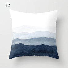 Load image into Gallery viewer, 1pc Blue Geometric Landscape Pillowcase Waist Throw Cushion Cover Sofa Printed Navy Blue Throw Pillow Covers Sea Texture Cushion Cover Elegant Decor Square Pillows Covers Car Home Decor 45x45CM