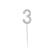 Load image into Gallery viewer, 1Pc Glitter Alloy Rhinestone Number Cake Toppers Pieces Silver Glitter Number Cake Toppers Double Sided Twinkle Happy Birthday Cake Topper Cupcake Toppers For Wedding Baby Shower Birthday Decoration Wedding Gold Silver Digital Cakes Dessert Decor